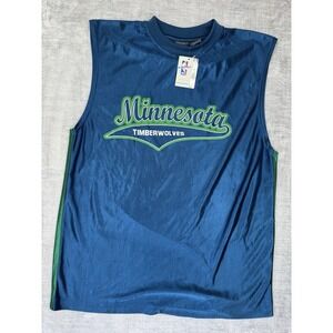 Vtg Minasota Timberwolfs Jersey Mens Large Blue Satin Pro Edge Y2K Basketball‎